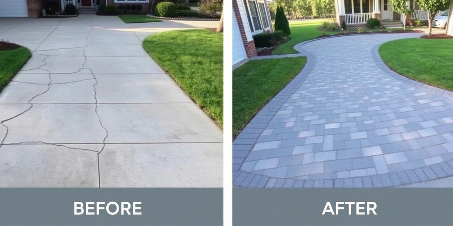 Driveway — before and after