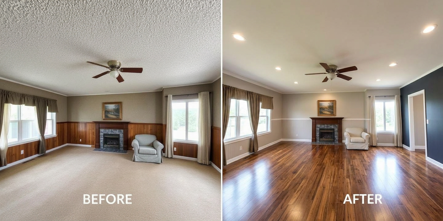 Living Room Renovation — before and after