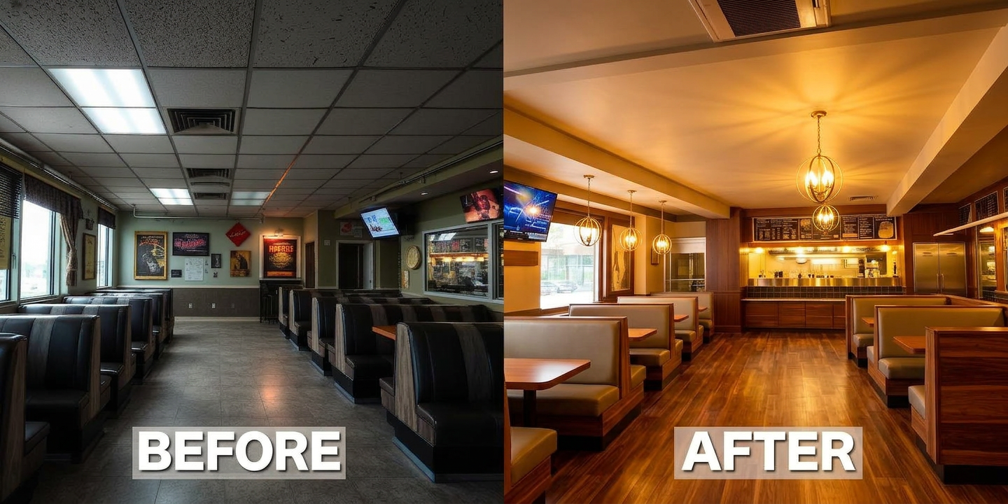Restaurant Renovation — before and after