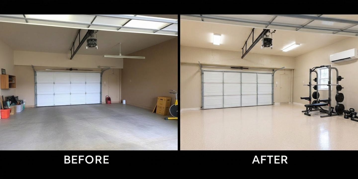 Garage Conversion — before and after