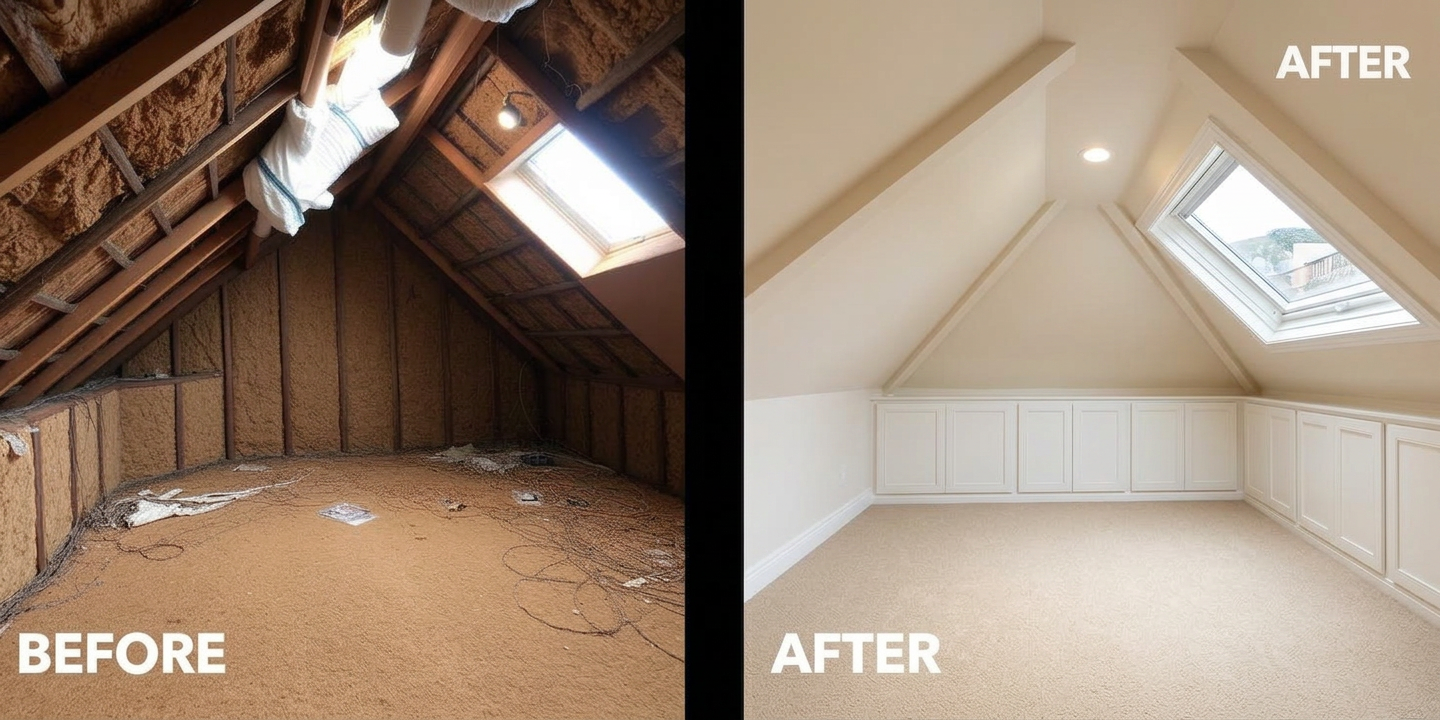 Attic Conversion — before and after