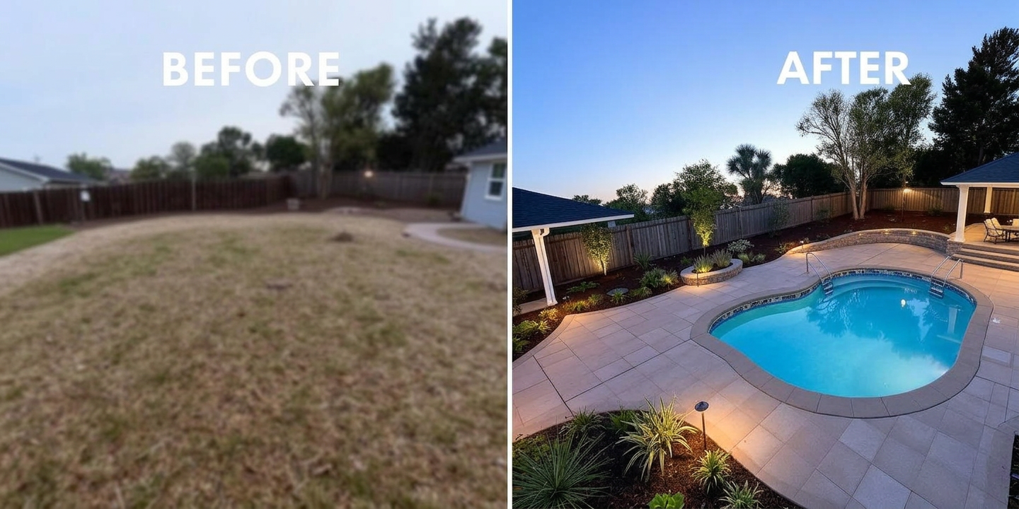 Pool Installation — before and after