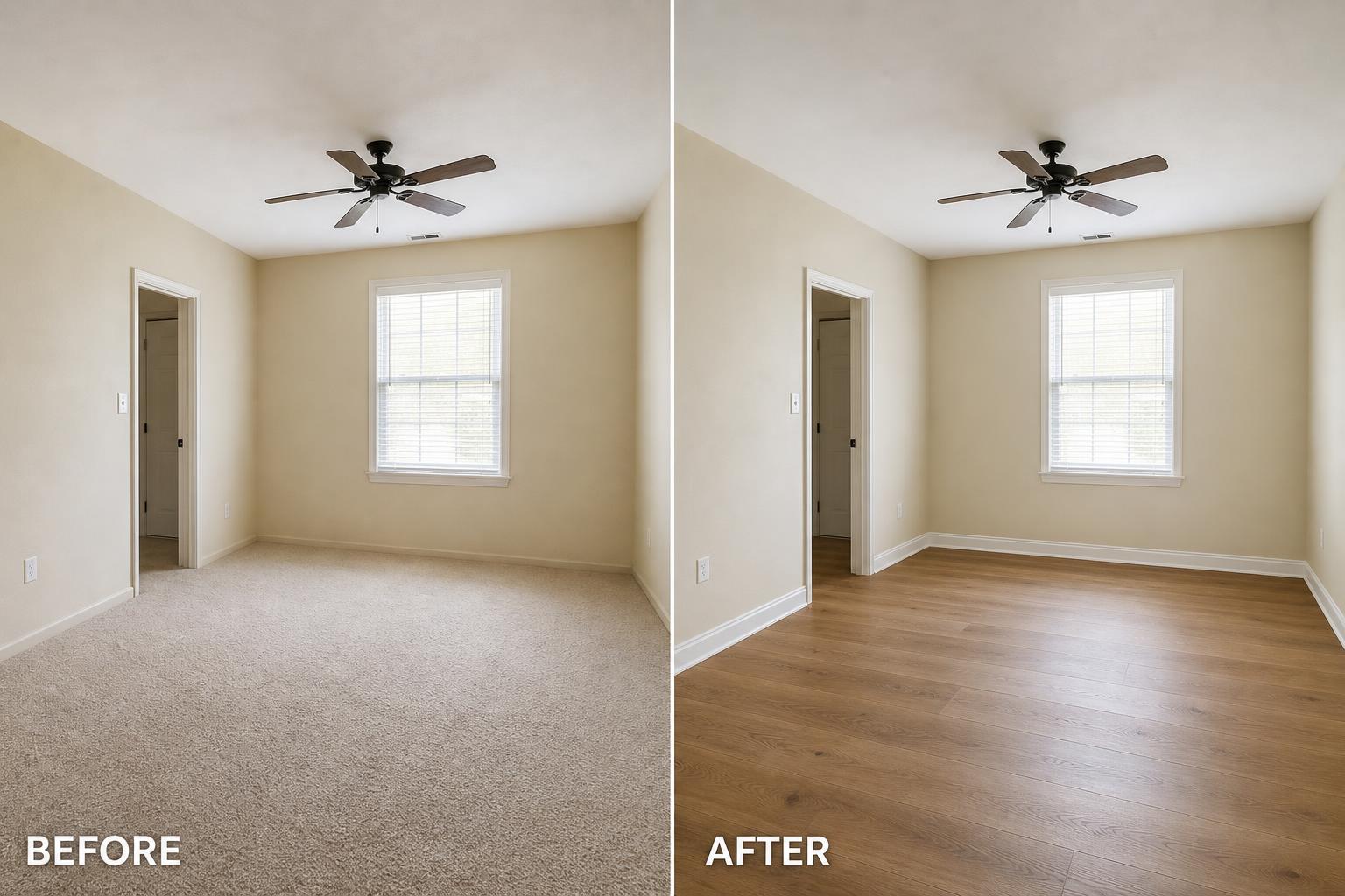 Flooring Replacement — before and after