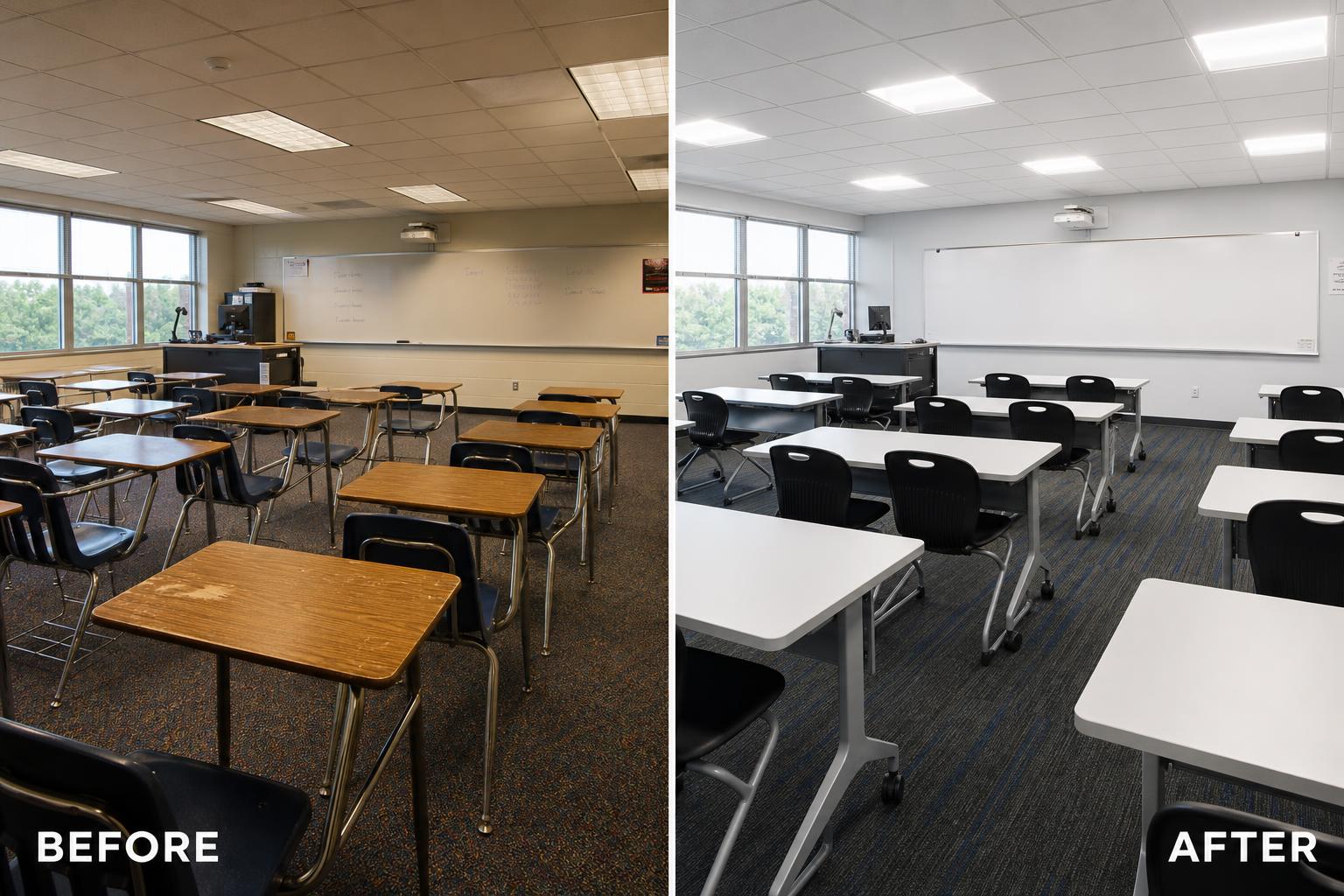 School / Classroom — before and after