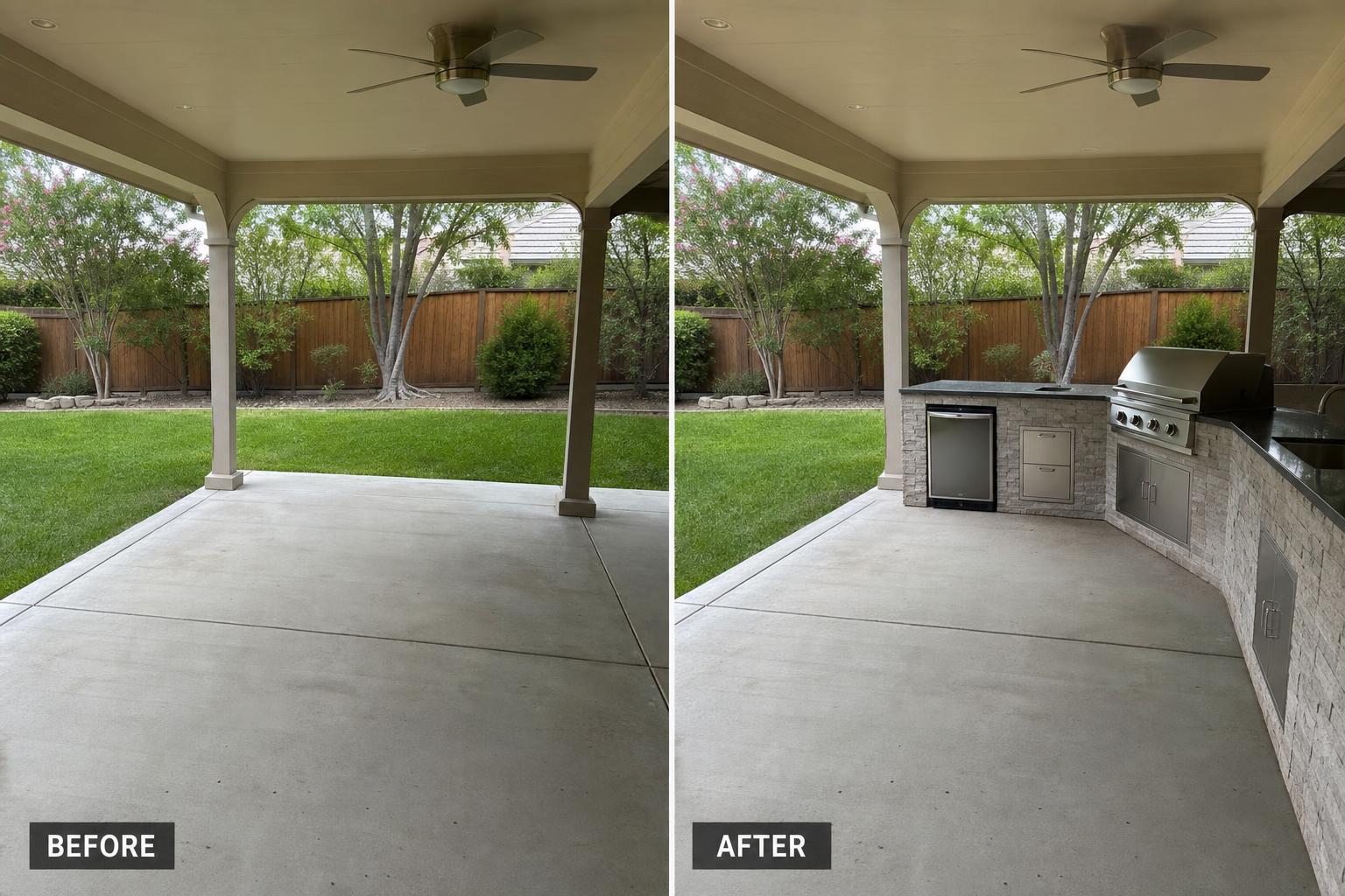 Outdoor Kitchen — before and after